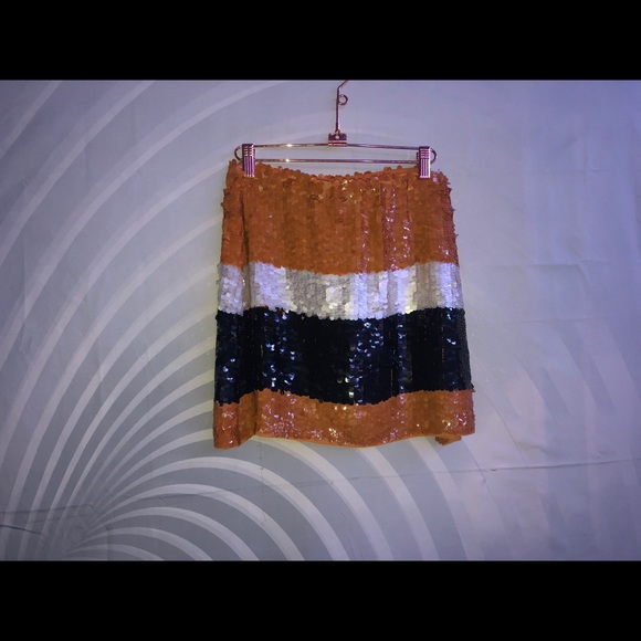 Sequin Color-Block Zara Skirt (Orange/White/Black) - Picture 5 of 5